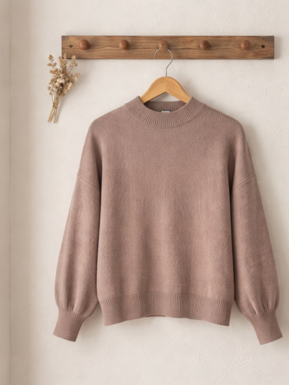 Women's Cozy Mock Neck Sweater in Taupe Sz XL